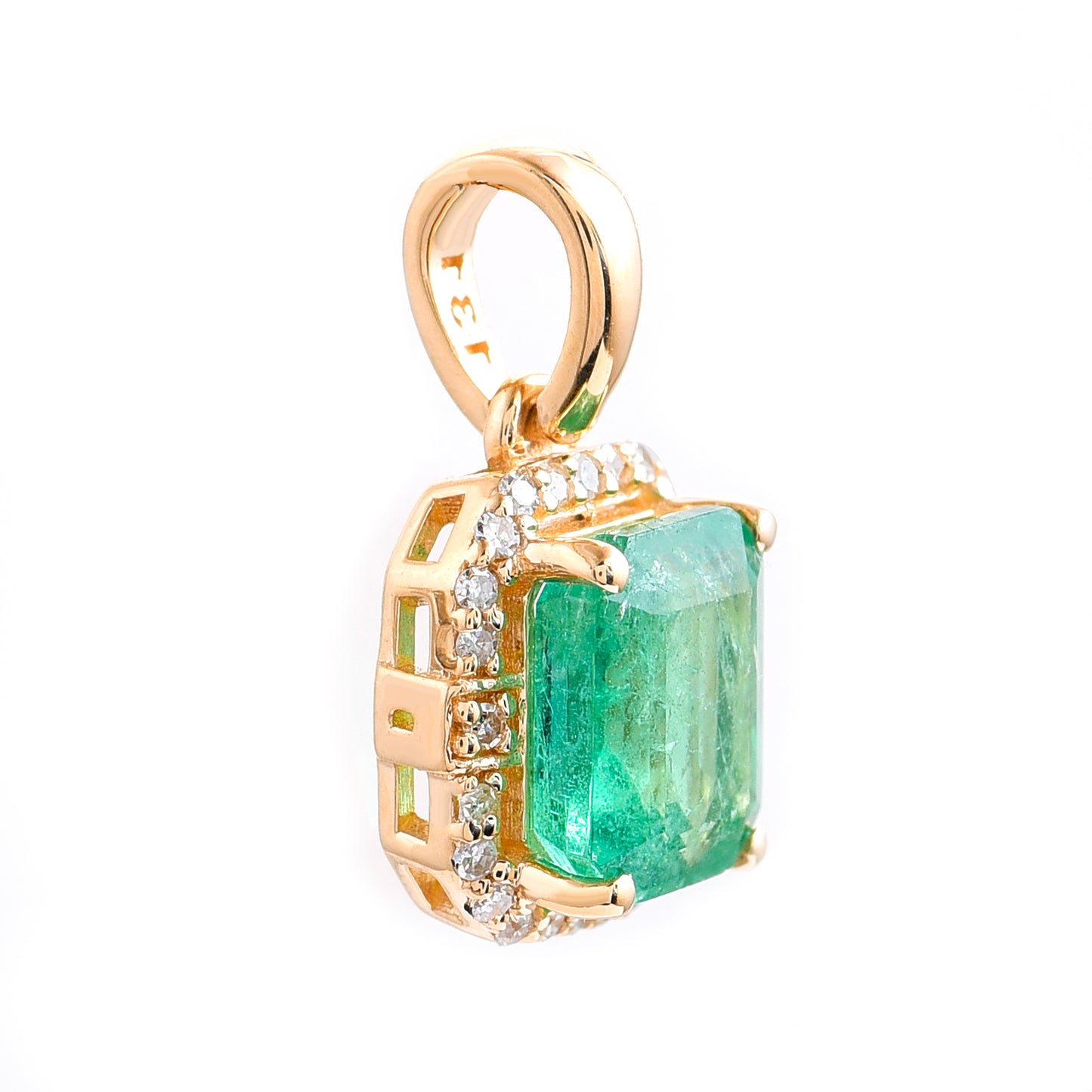 1.30 Ct Octagon Step Cut Natural Emerald 14K Gold Pendant