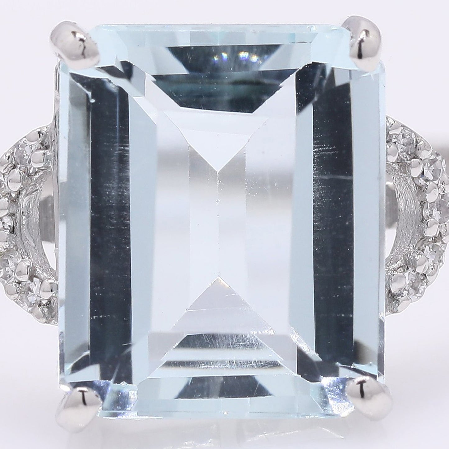2.61 Ct Octagon Step Cut Natural Aquamarine 950 Platinum Ring