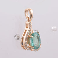 0.96 Ct Oval Natural Emerald 14K Gold Pendant