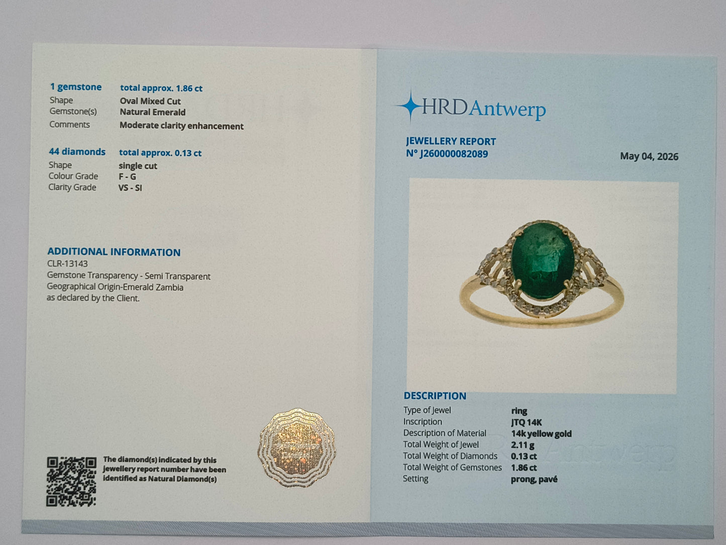 1.99 Ct Oval Mixed Cut Natural Emerald 14K Gold Ring