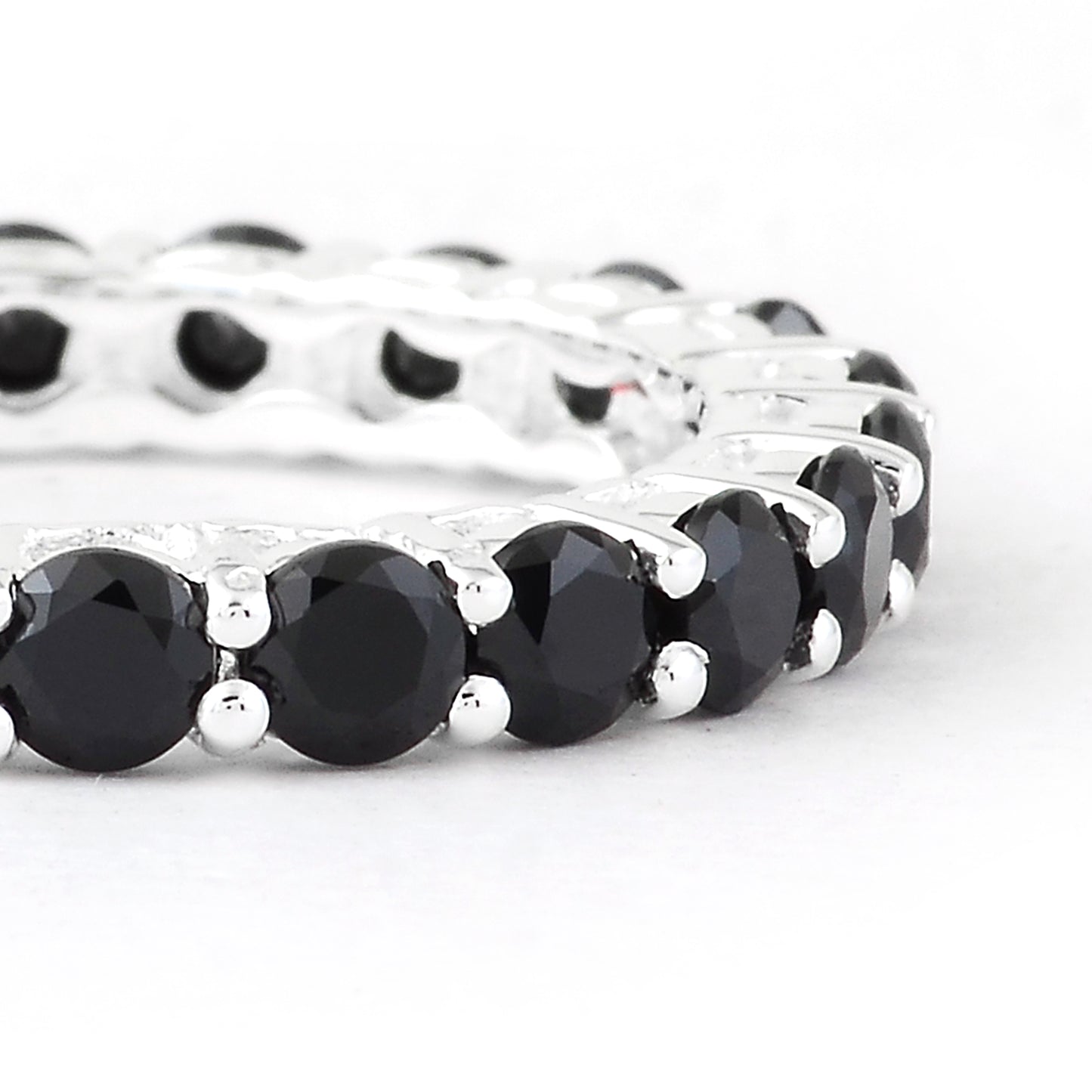 3.10 Ct Round Black Spinel 925 Sterling Silver Ring