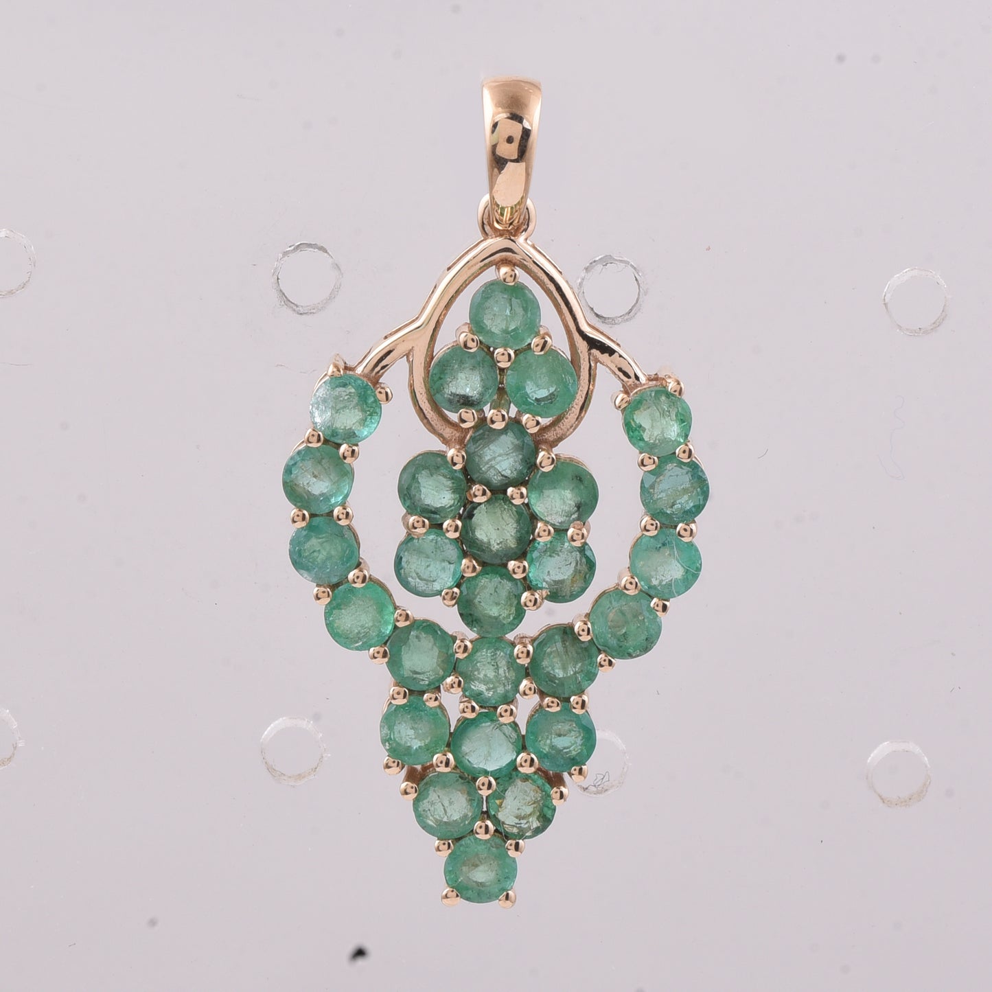 2.17 Ct Round Natural Emerald 14K Gold Pendant