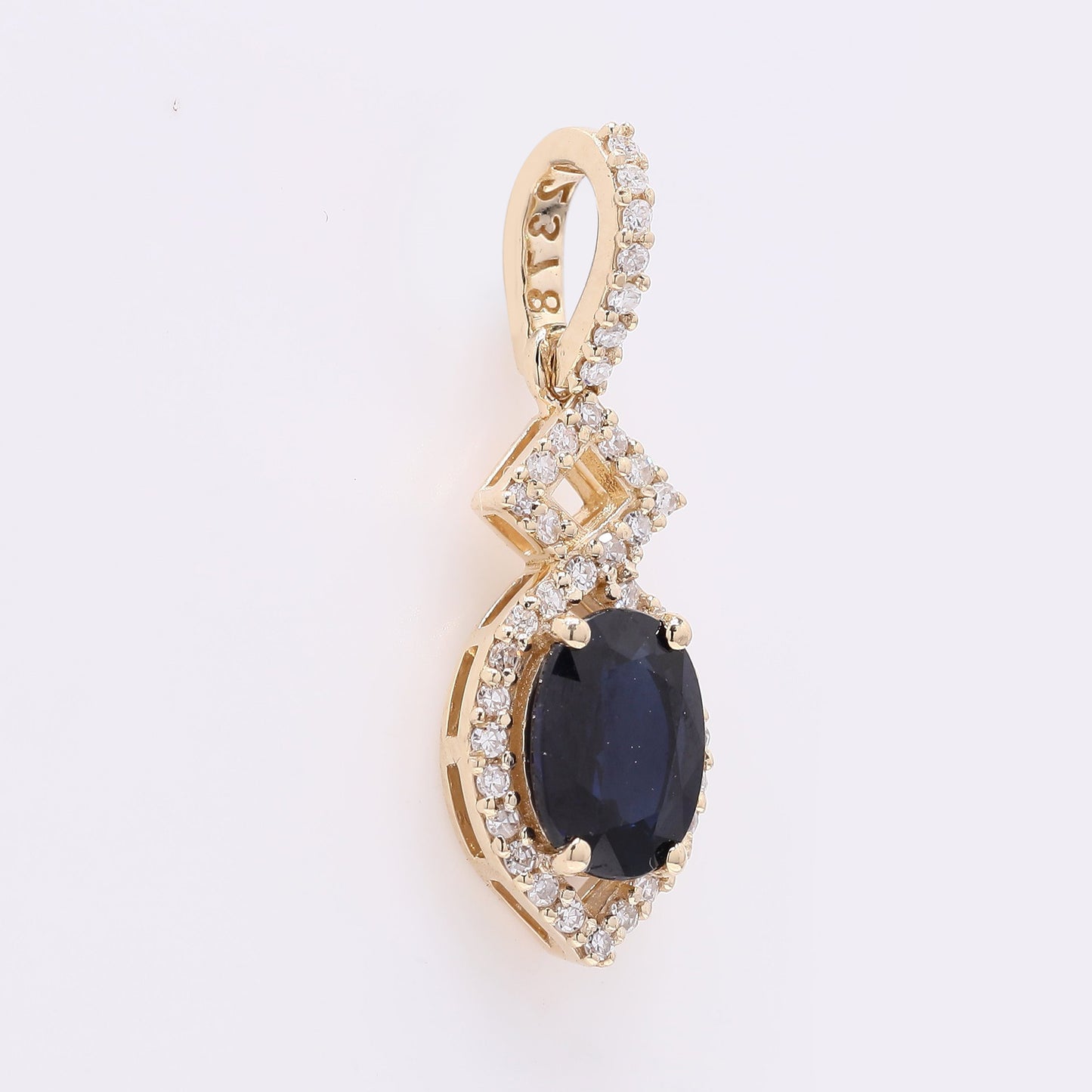 1.07 Ct Oval Mixed Cut Natural Sapphire 14K Gold Pendant