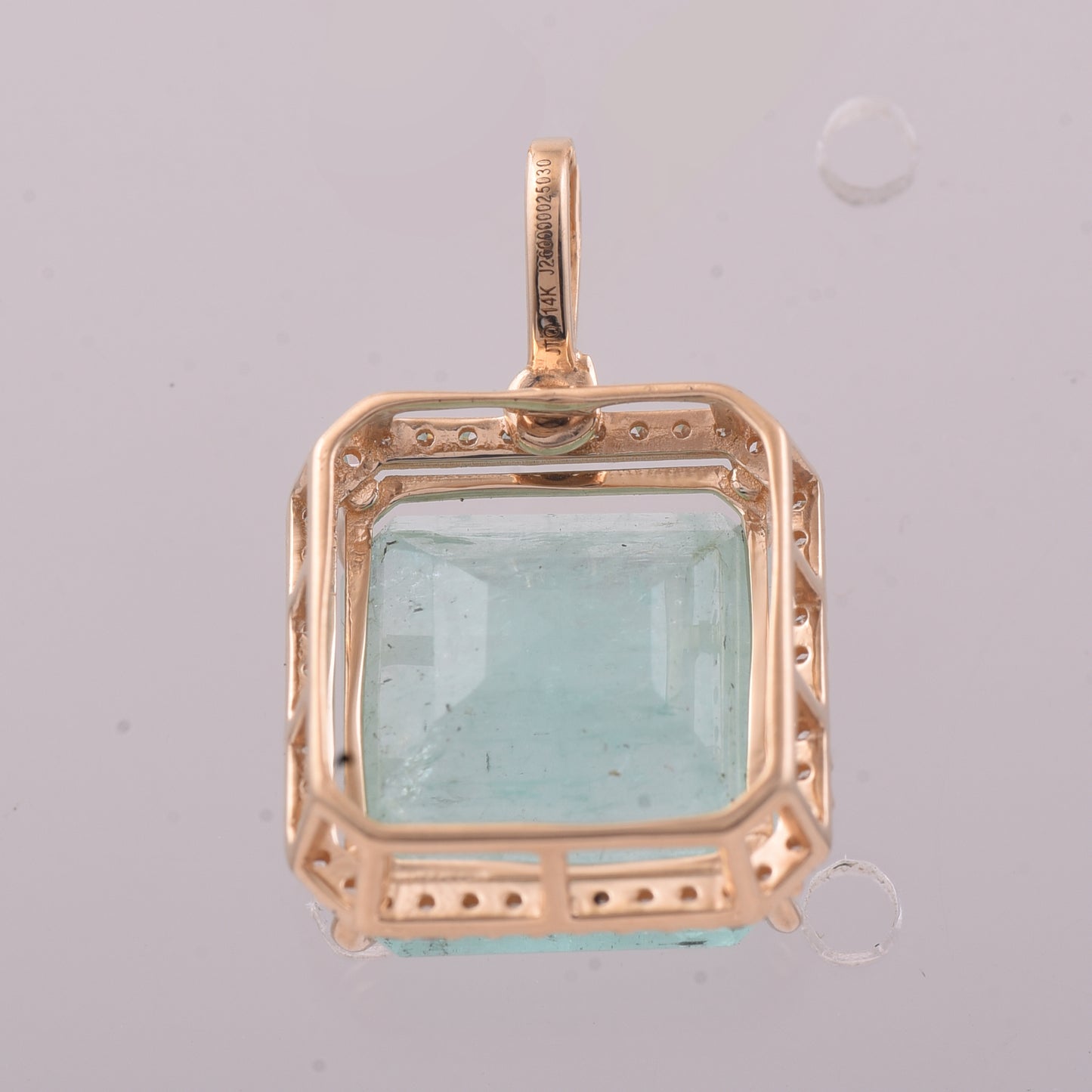 6.36 Ct Octagon Step Cut Natural Emerald 14K Gold Pendant