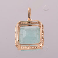 6.36 Ct Octagon Step Cut Natural Emerald 14K Gold Pendant