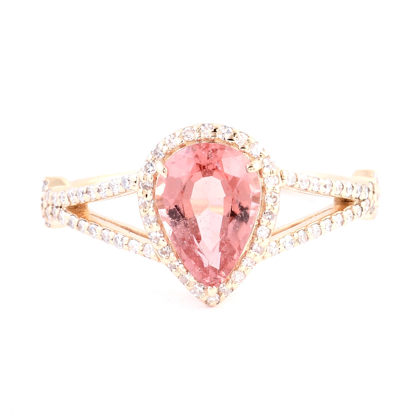 1.50 Ct Pear Mixed Cut Natural Tourmaline 14K Gold Ring