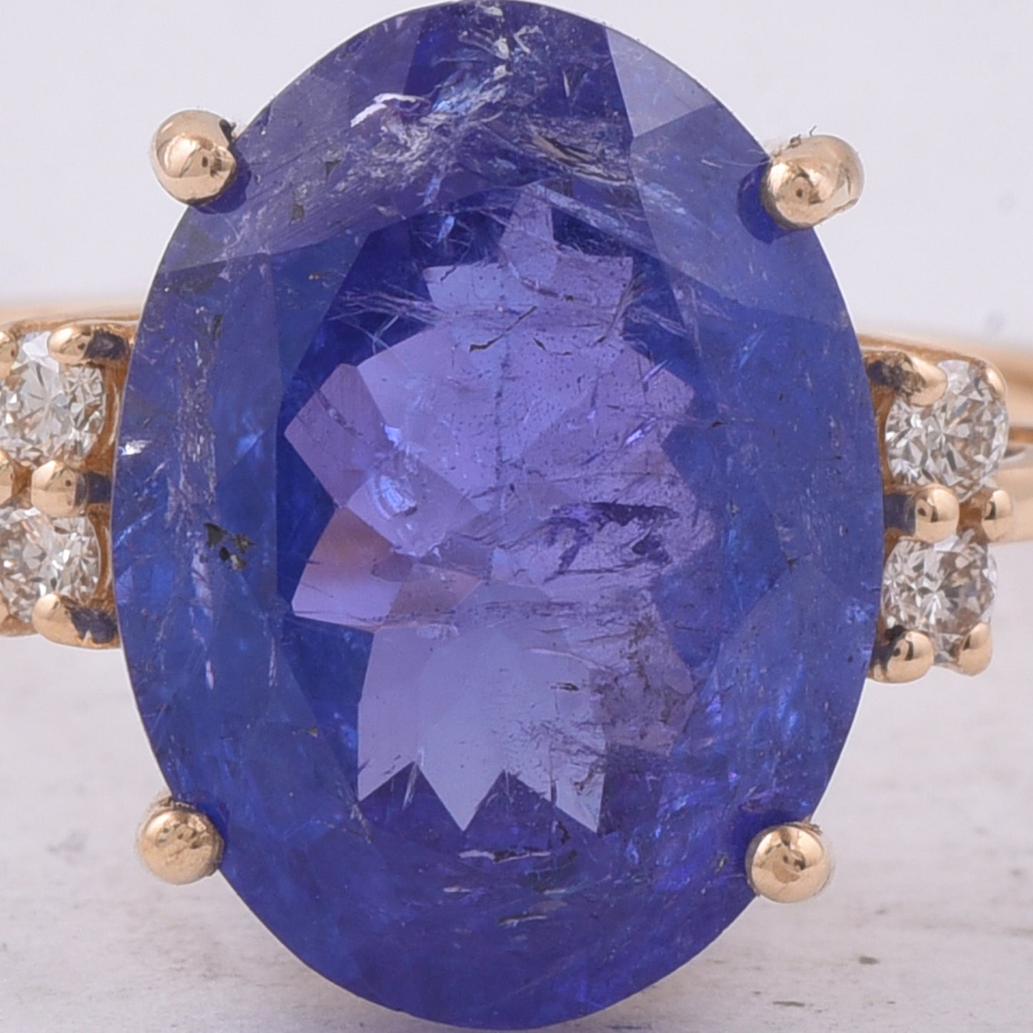 6.33 Ct Oval Natural Tanzanite 14K Gold Ring