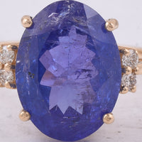 6.33 Ct Oval Natural Tanzanite 14K Gold Ring