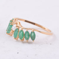 1.15 Ct Marquise Natural Emerald 14K Gold Ring