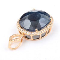7.08 Ct Oval Mixed Cut Natural Sapphire 14K Gold Pendant