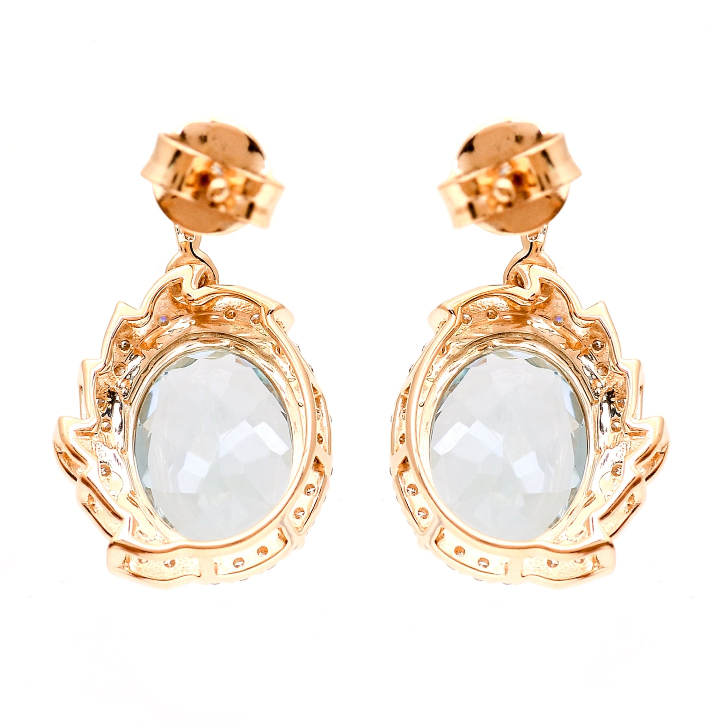 3.67 Ct Oval Natural Aquamarine 14K Gold Earrings