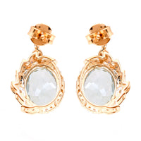 3.67 Ct Oval Natural Aquamarine 14K Gold Earrings