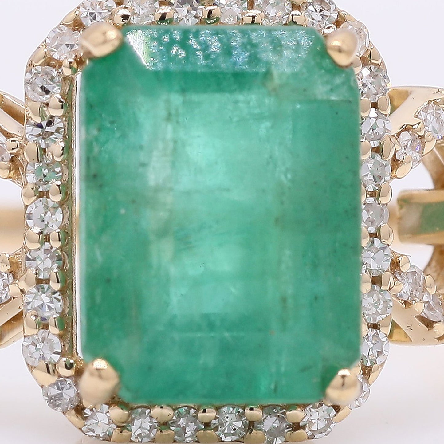 2.72 Ct Octagon Step Cut Natural Emerald 14K Gold Ring