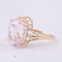 7.47 Ct Cushion Natural Kunzite 14K Gold Ring