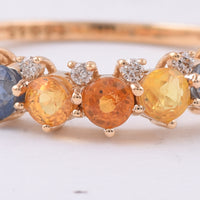 1.46 Ct Round Natural Multi-Coloured Sapphire 14K Gold Ring