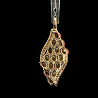 3.29 Ct Oval Multi Sapphire 14K Gold Pendant