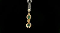 1.14 Ct Oval, Round Natural Emerald 14K Gold Pendant