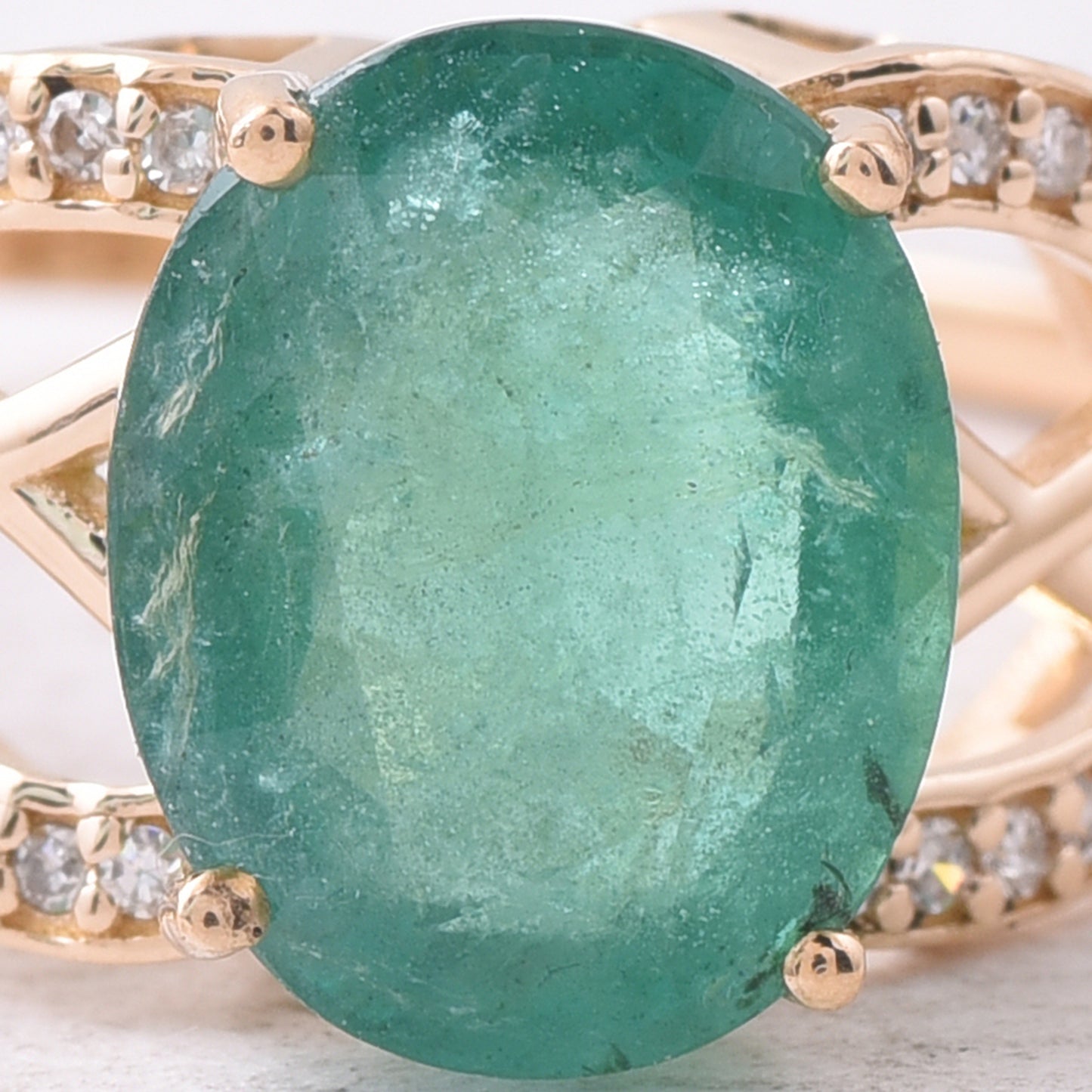 2.79 Ct Oval Mixed Cut Natural Emerald 14K Gold Ring