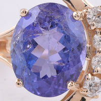 3.28 Ct Oval Natural Tanzanite 14K Gold Ring