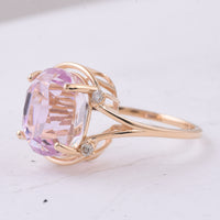 8.51 Ct Cushion Natural Kunzite 14K Gold Ring