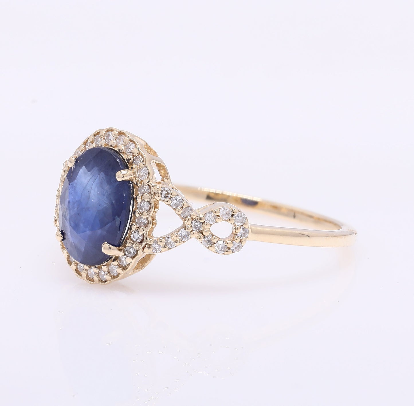 1.79 Ct Oval Mixed Cut Natural Sapphire 14K Gold Ring