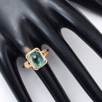 4.58 Ct Cushion Cabochon Cut Natural Tourmaline 14K Gold Ring