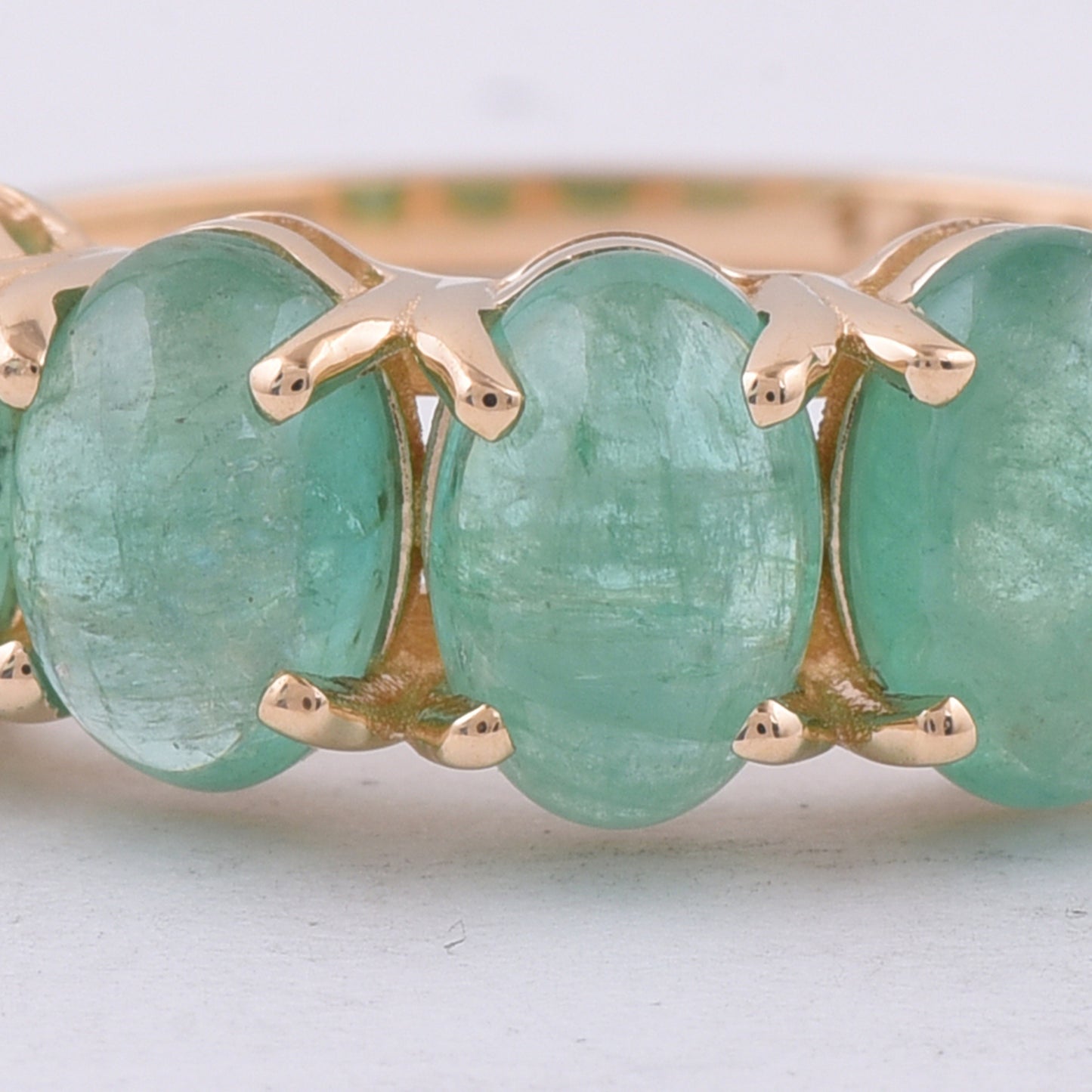 2.77 Ct Oval Cabochon Cut Natural Emerald 14K Gold Ring