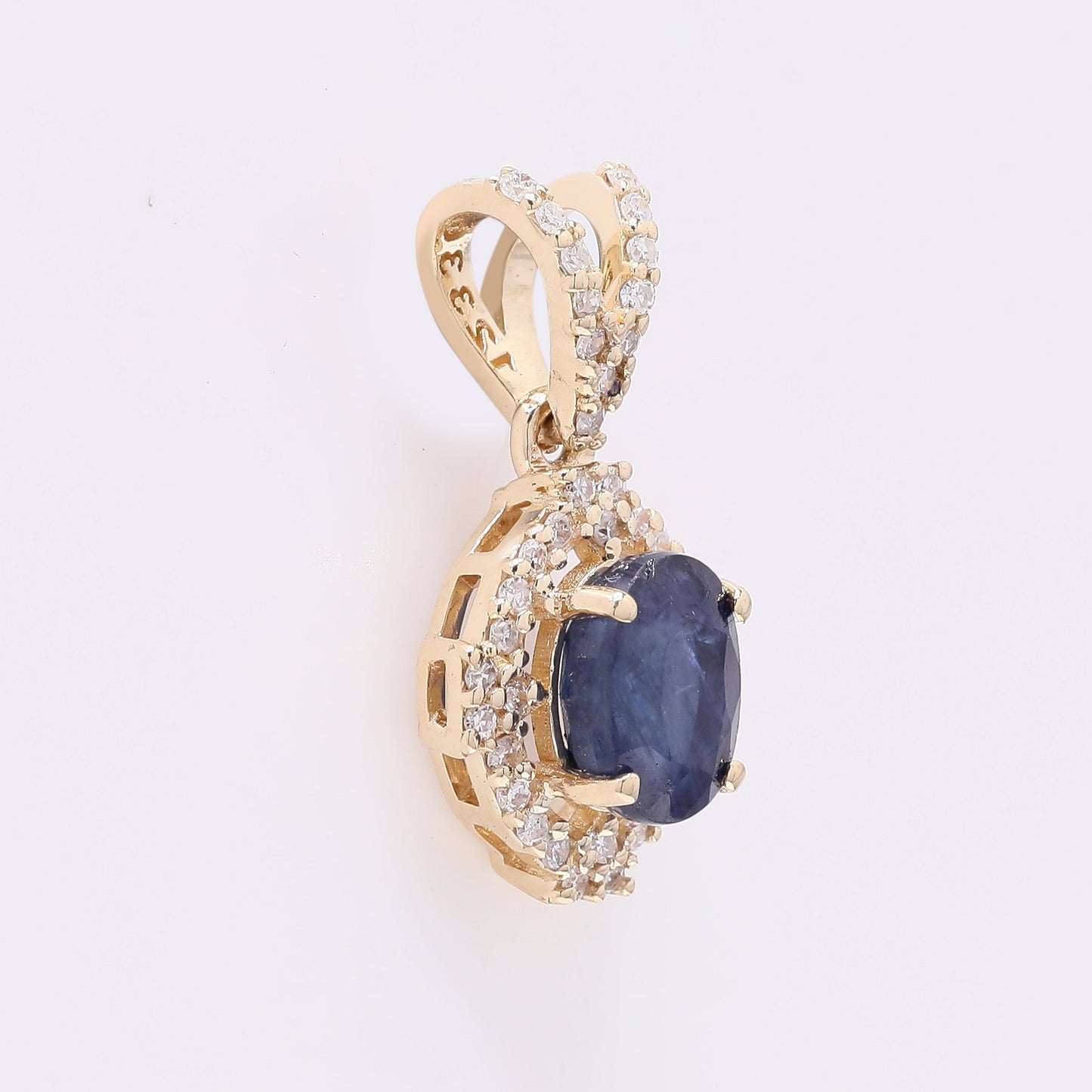 1.25 Ct Oval Mixed Cut Natural Sapphire 14K Gold Pendant