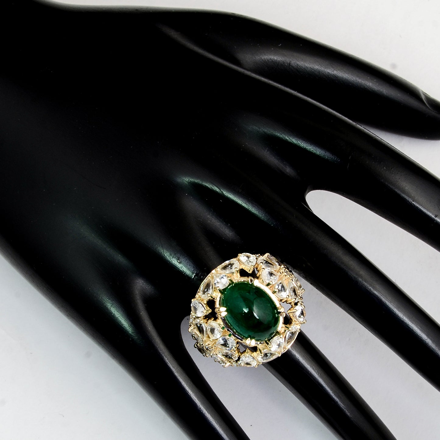 9.24 Ct Oval Natural Beryl Emerald 14K Gold Ring