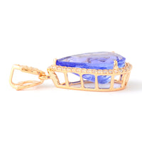 4.02 Ct Pear Mixed Cut Natural Tanzanite 14K Gold Pendant