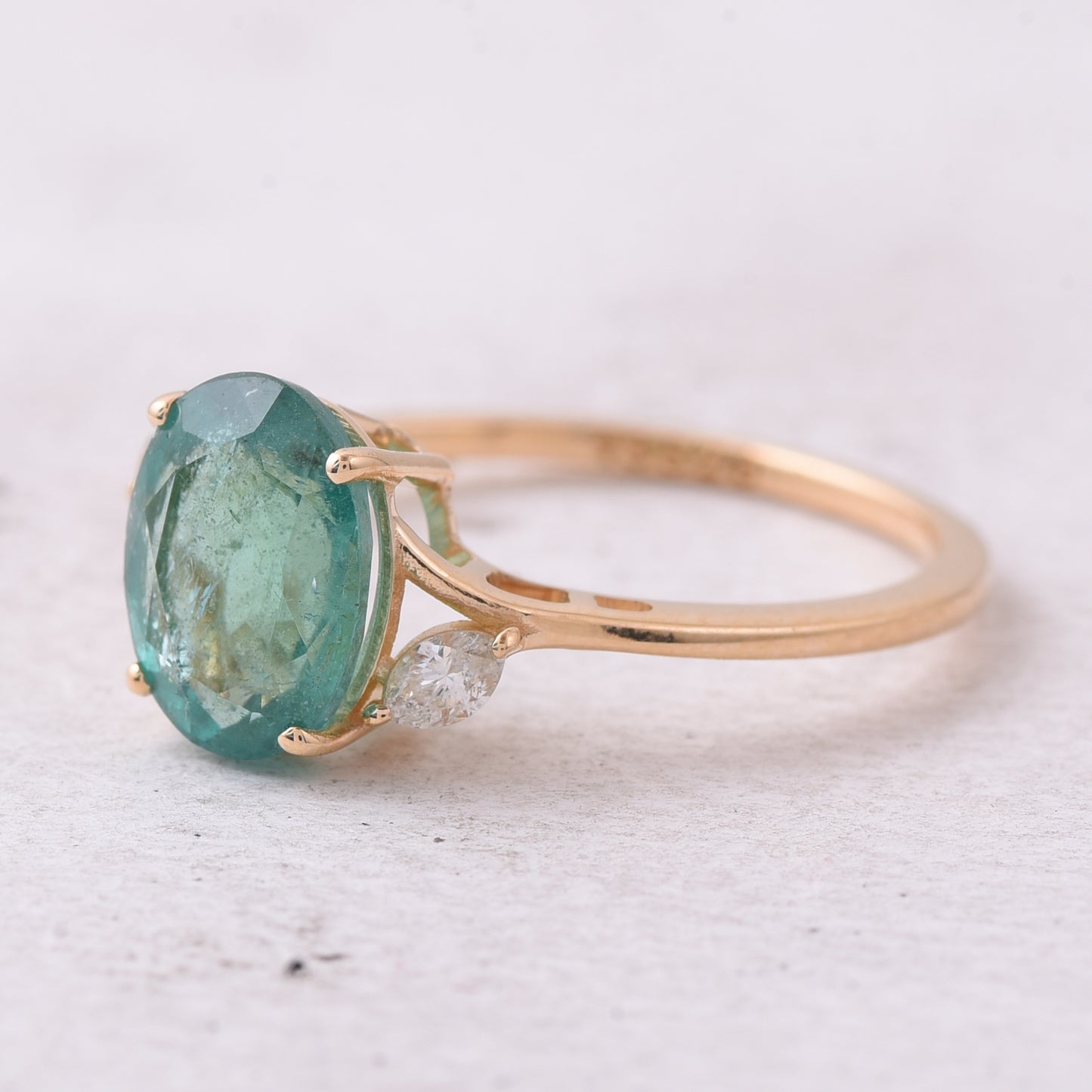2.07 Ct Oval Natural Emerald 14K Gold Ring