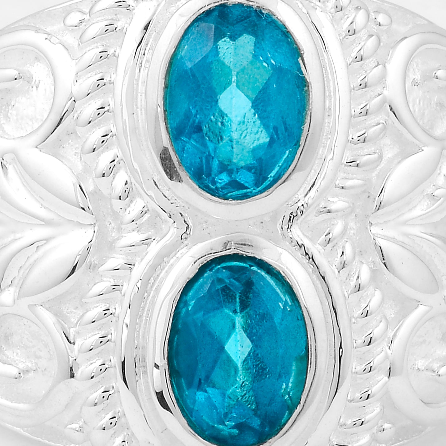 1.78 Ct Oval Pariba Topaz, 925 Sterling Silver Ring