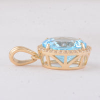 4.00 Ct Round Blue Topaz 9K Gold Pendant