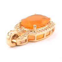 1.83 Ct Oval Mixed Cut Natural Fire Opal 14K Gold Pendant