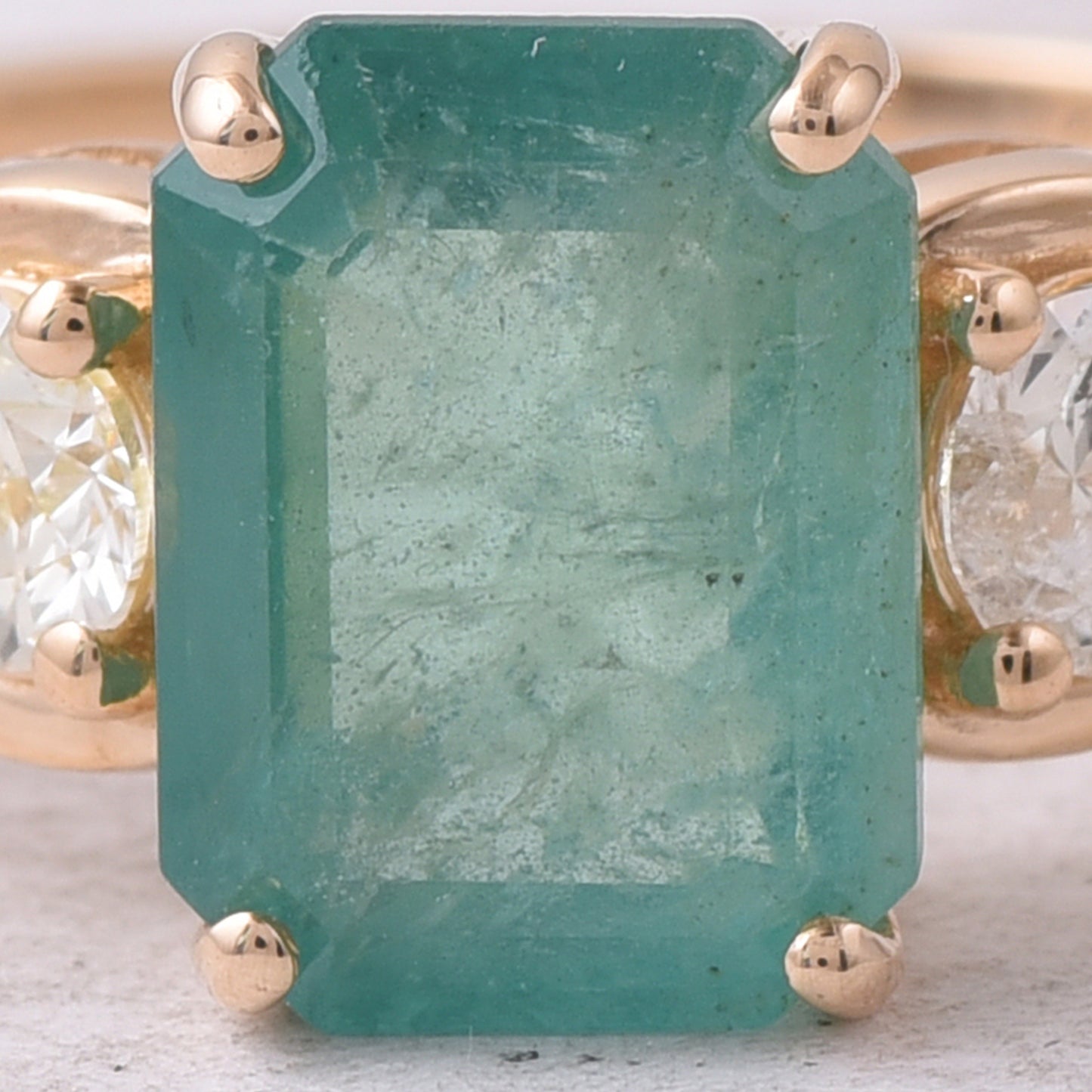 2.22 Ct Octagon Step Cut Natural Emerald 14K Gold Ring