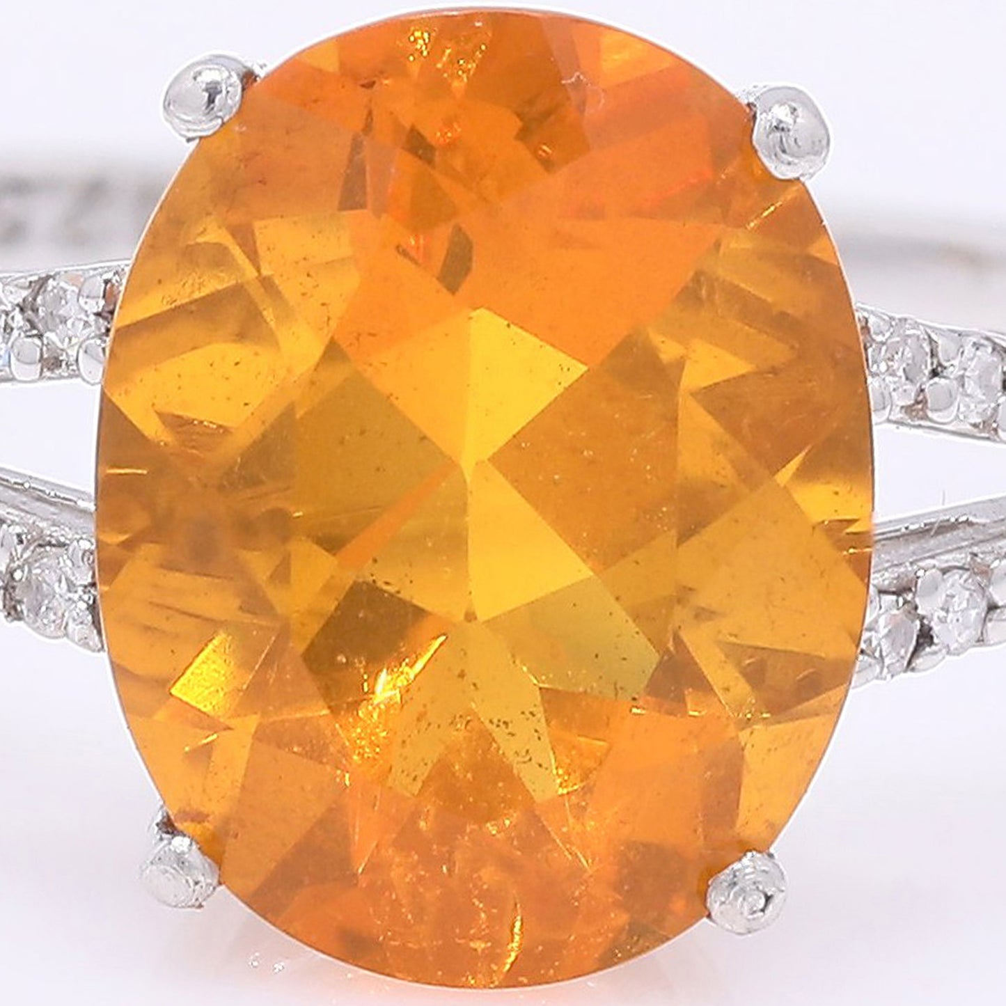 1.89 Ct Oval Mixed Cut Natural Fire Opal 950 Platinum Ring