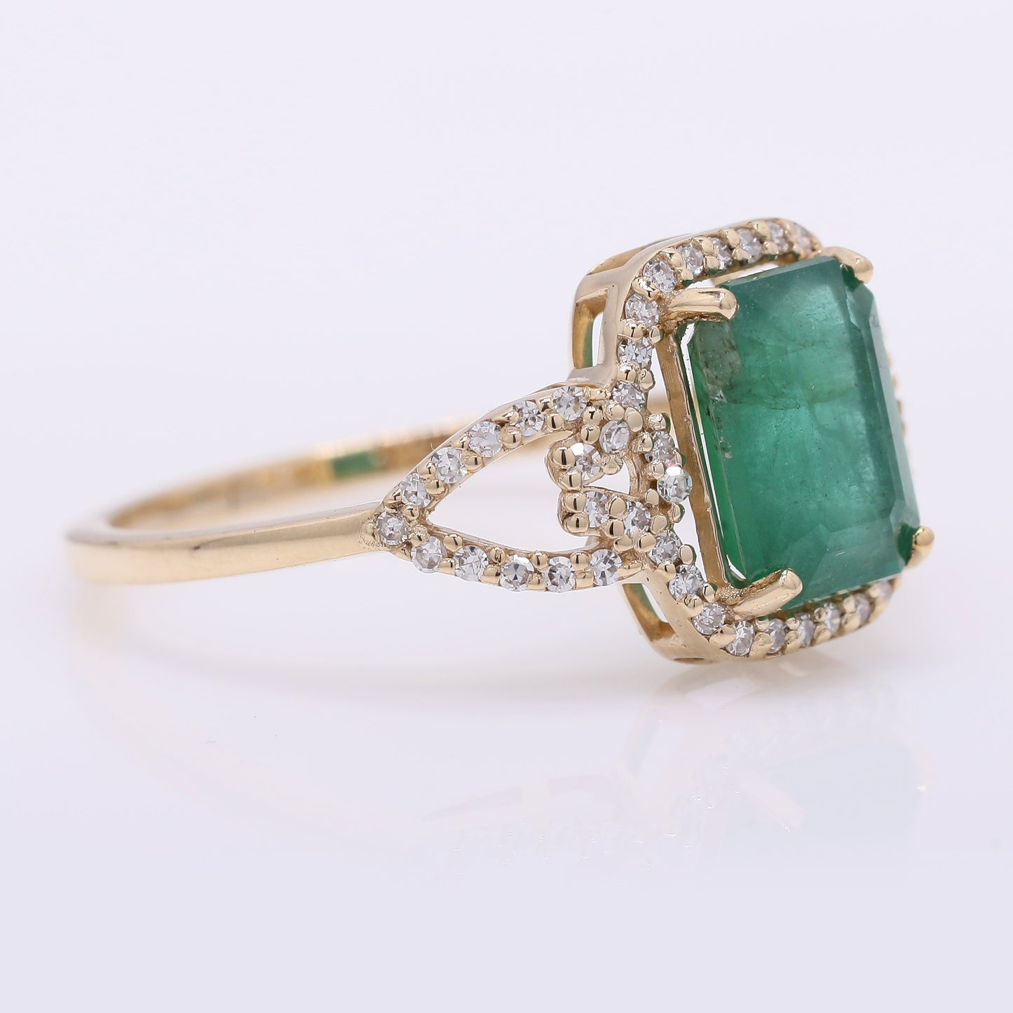 1.72 Ct Octagon Step Cut Natural Emerald 14K Gold Ring