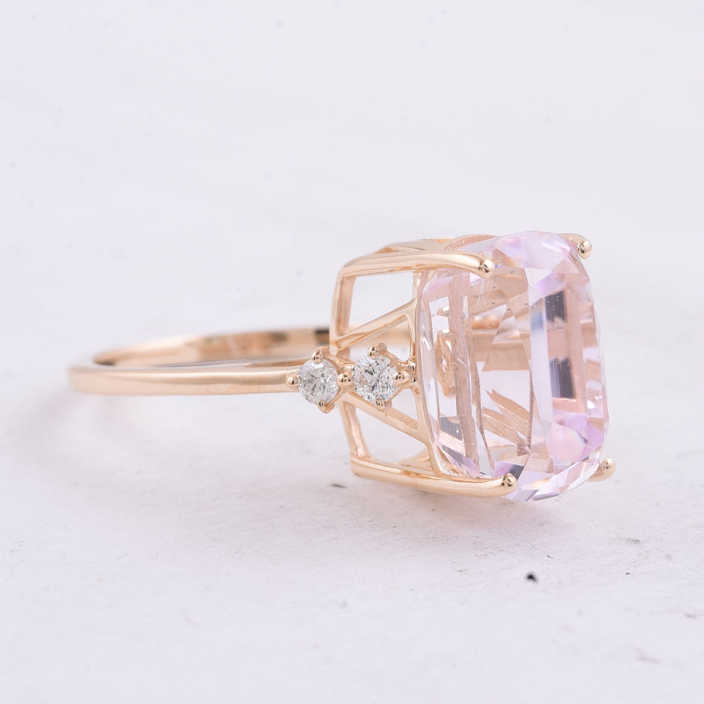 7.88 Ct Cushion Natural Kunzite 14K Gold Ring