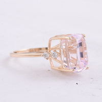7.88 Ct Cushion Natural Kunzite 14K Gold Ring