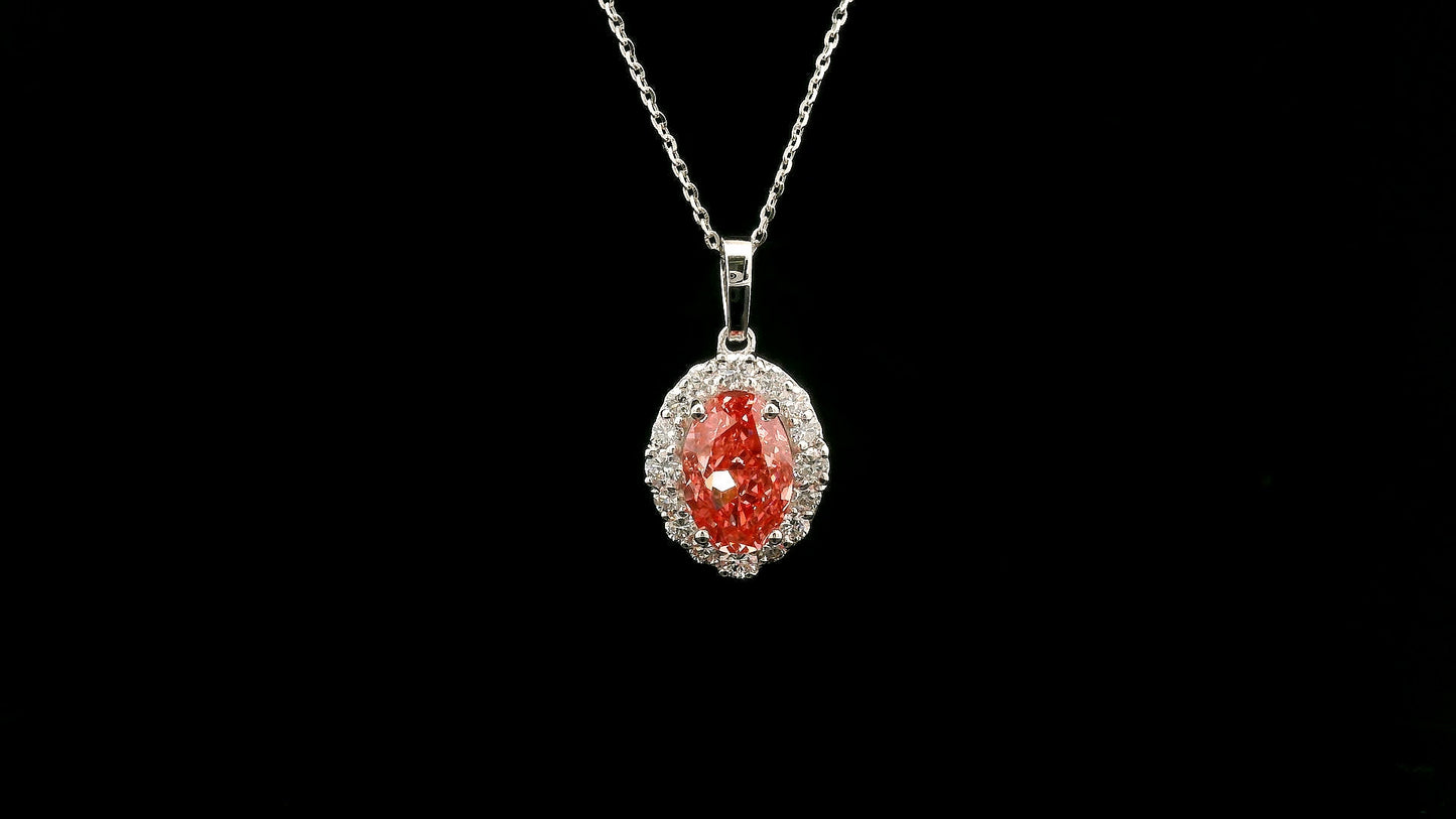 2.53 Carats Pink Lab Grown Diamond 14K Gold Pendant