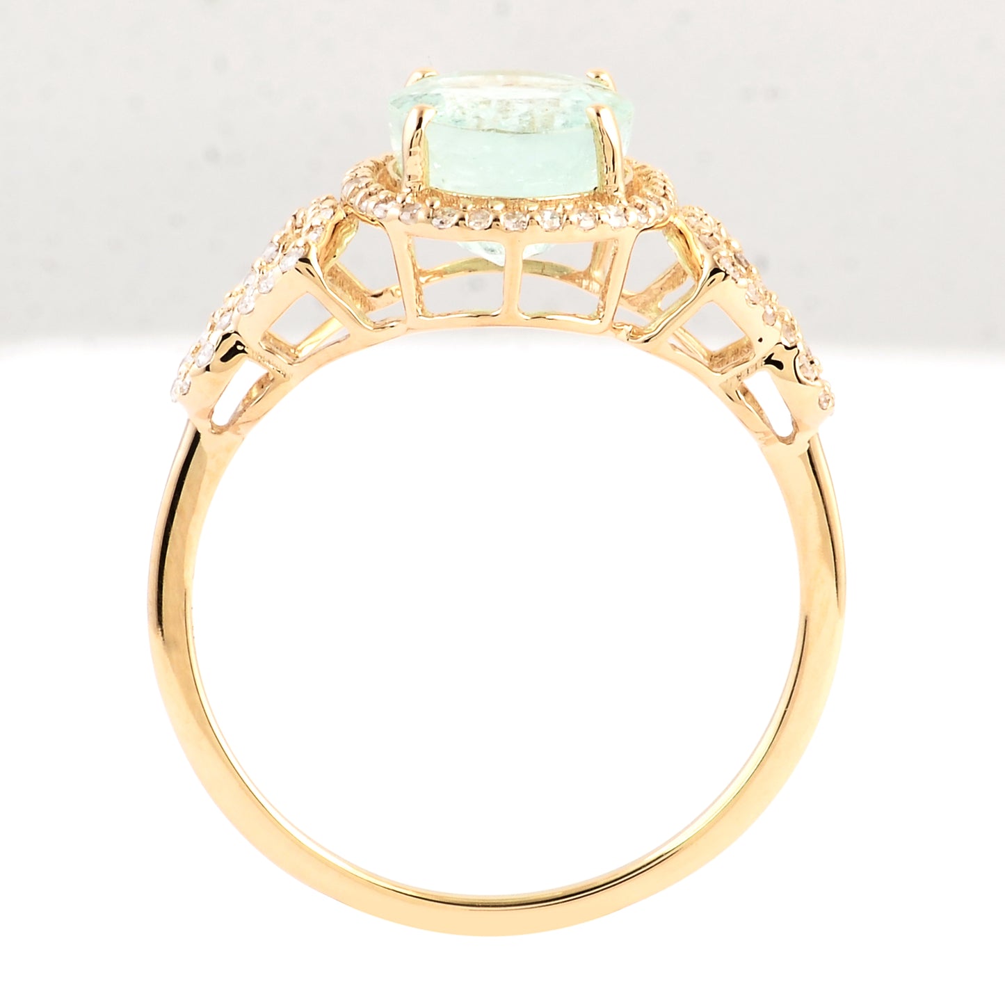 2.42 Ct Oval Mixed Cut Natural Beryl Emerald 14K Gold Ring