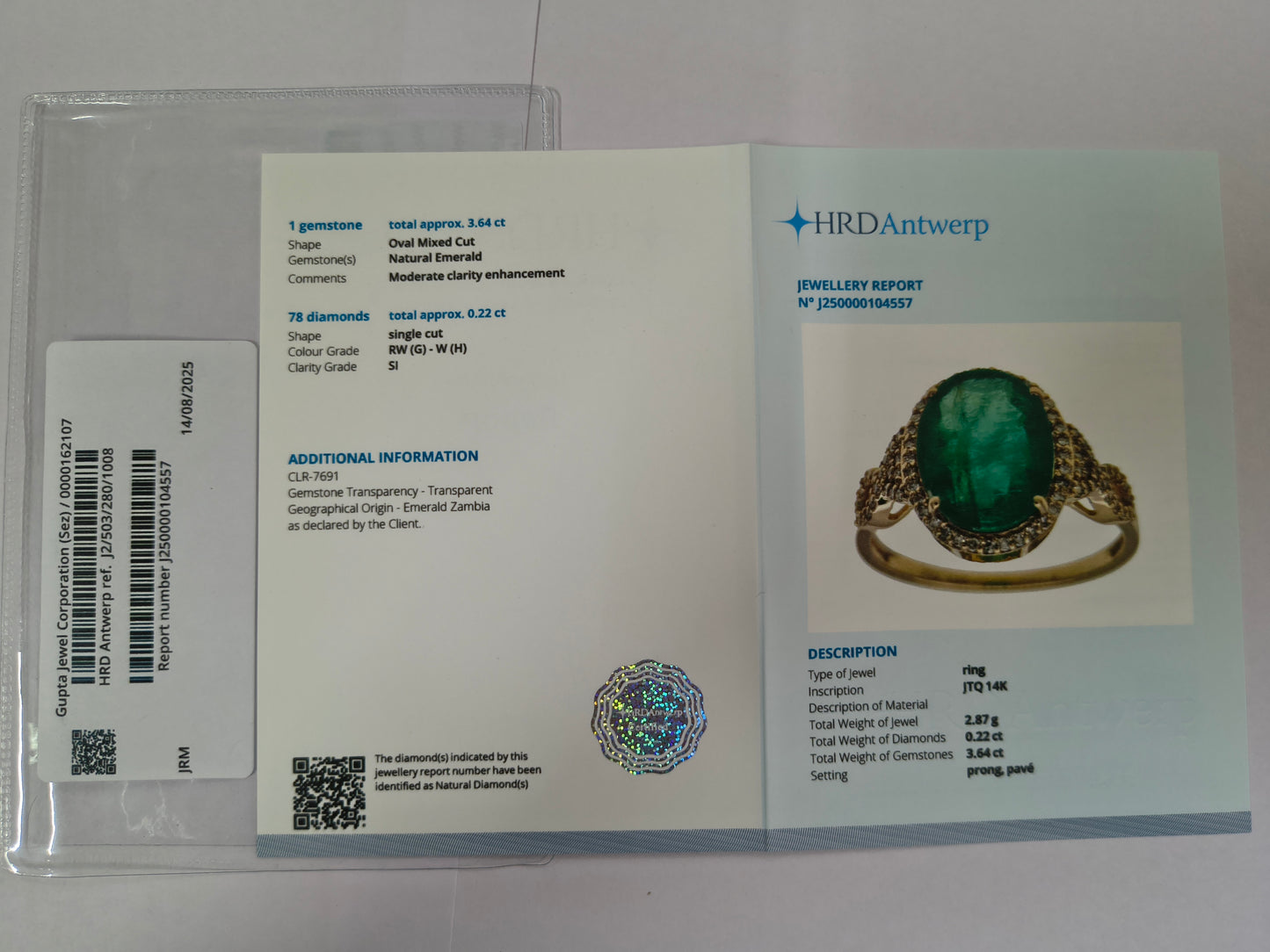 3.86 Ct Oval Mixed Cut Natural Emerald 14K Gold Ring