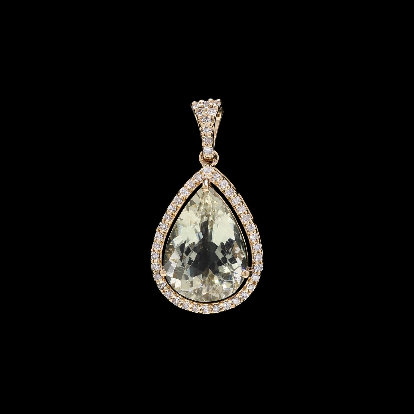 3.30 Ct Pear Mixed Cut Natural Sunstone 14K Gold Pendant