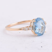 1.56 Ct Oval Natural Aquamarine 14K Gold Ring