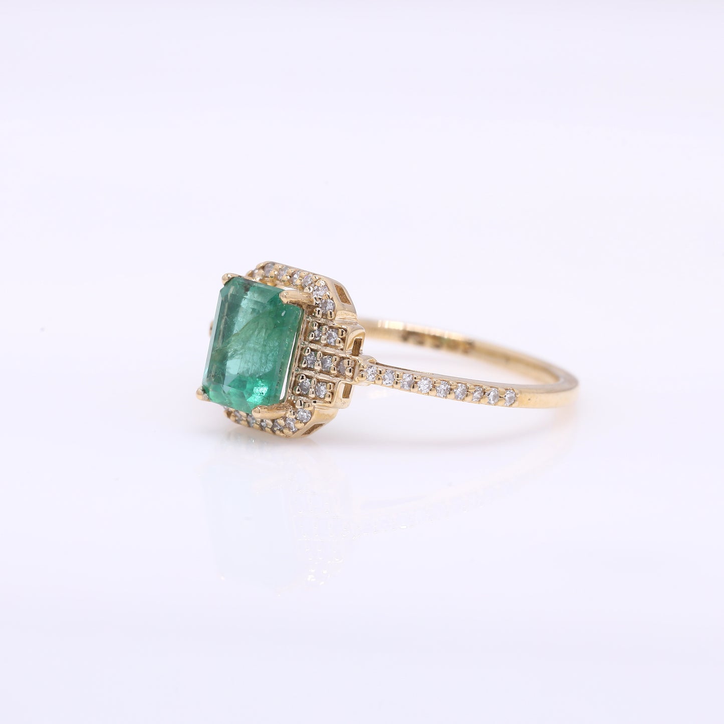 1.32 Ct Octagon Step Cut Natural Emerald 14K Gold Ring