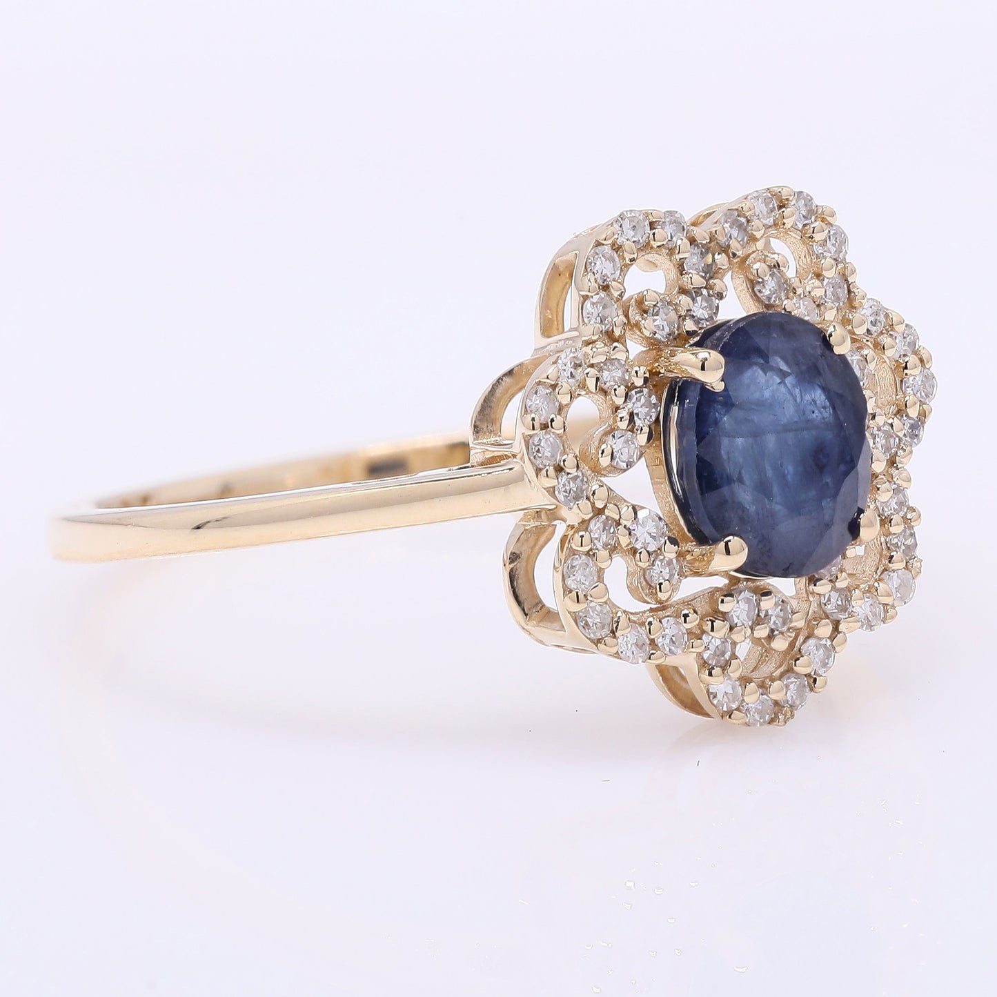 1.18 Ct Oval Mixed Cut Natural Sapphire 14K Gold Ring