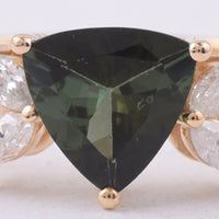 1.18 Ct Triangle Natural Green Tourmaline 14K Gold Ring