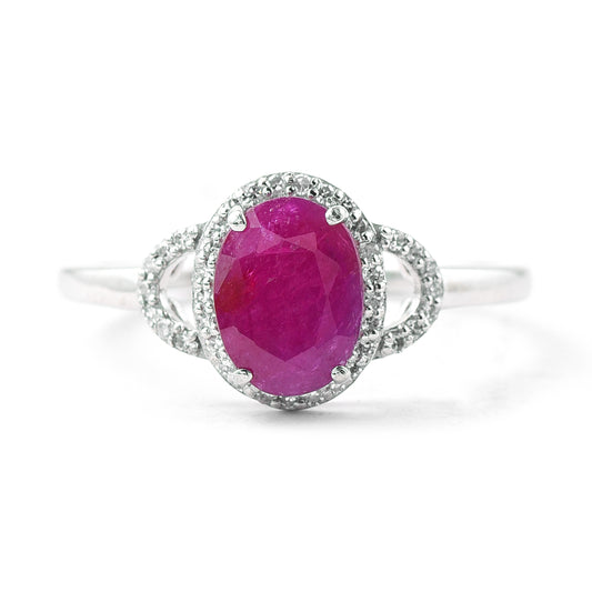 1.51 Ct Oval Mixed Cut Natural Ruby 950 Platinum Ring