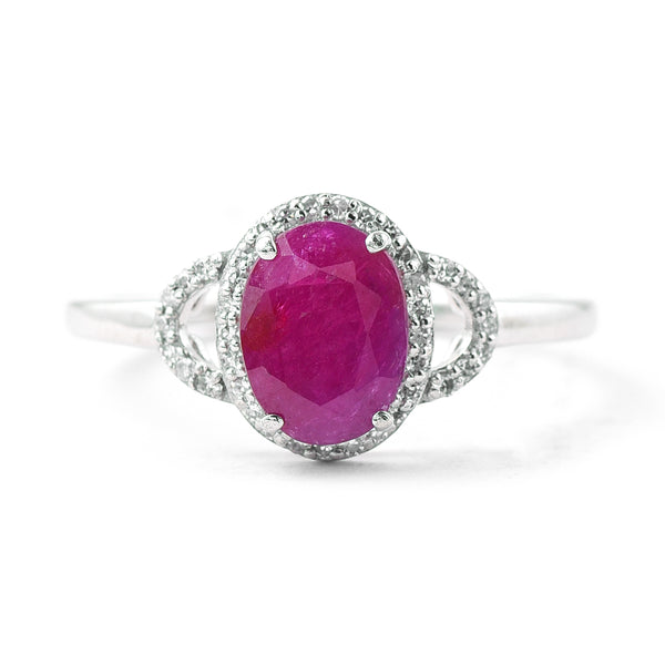 1.51 Ct Oval Mixed Cut Natural Ruby 950 Platinum Ring