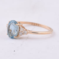 1.33 Ct Oval Natural Aquamarine 14K Gold Ring